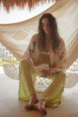 Pantalón de lino con aberturas laterales