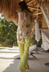 Pantalón de lino con aberturas laterales