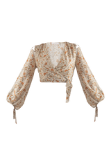 Top cruzado estampado