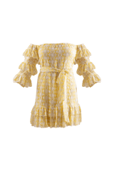 Vestido corto bordado con volantes