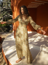 Vestido largo estampado con mangas removibles