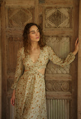 Vestido largo estampado con mangas removibles