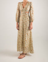 Vestido largo estampado con mangas removibles