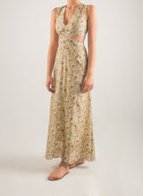 Vestido largo estampado con mangas removibles