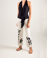 Top cuello Halter de escote cruzado