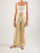 Linen trousers with side slits
