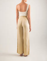 Linen trousers with side slits